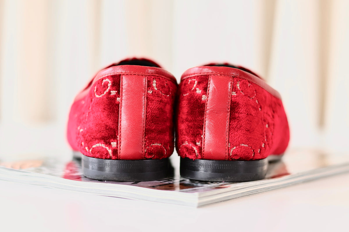 Gucci GG Horsebit Loafers Velvet Red