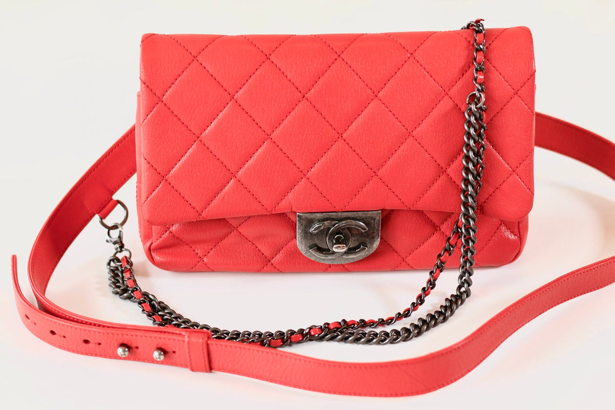 Chanel red single flap bag