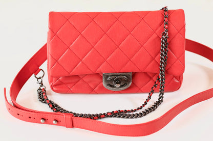 Chanel red single flap bag