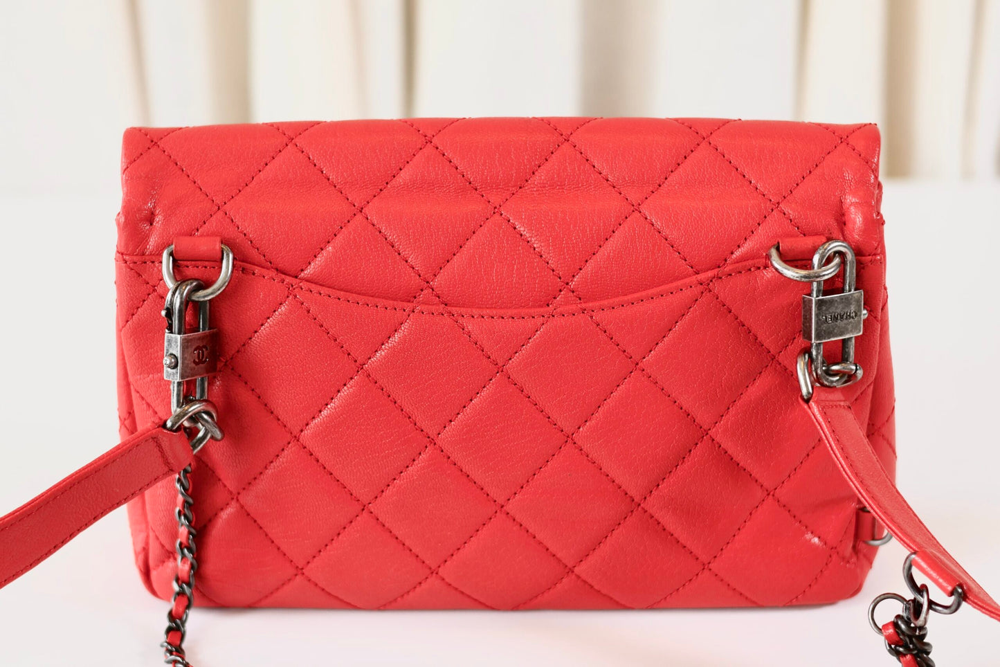Chanel red single flap bag