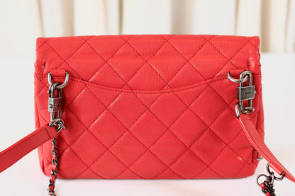 Chanel red single flap bag