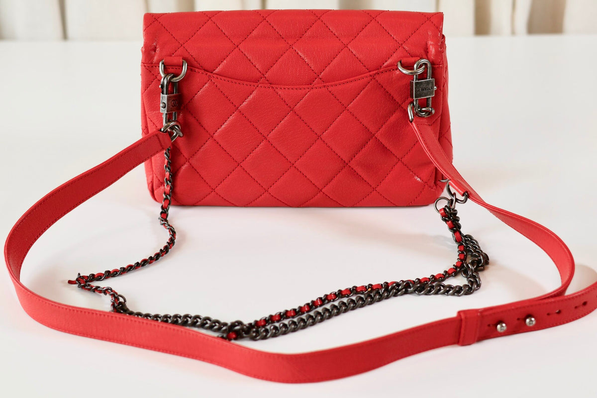 Chanel red single flap bag