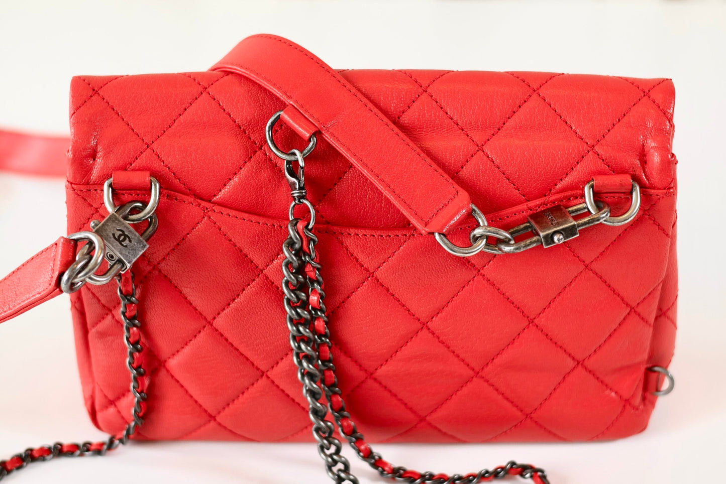 Chanel red single flap bag