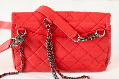 Chanel red single flap bag