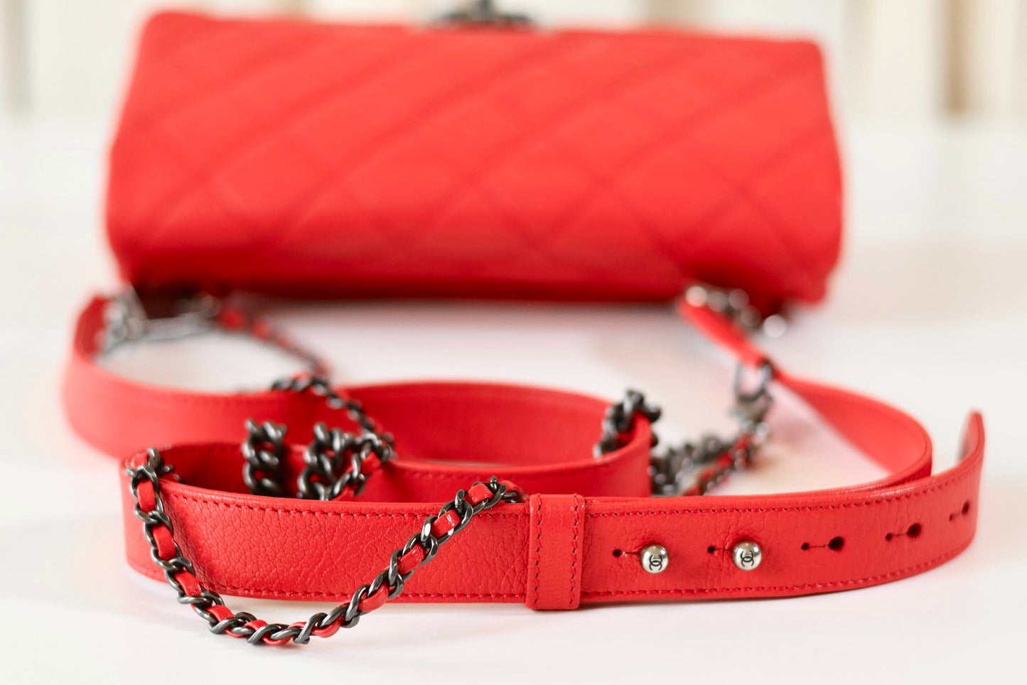 Chanel red single flap bag