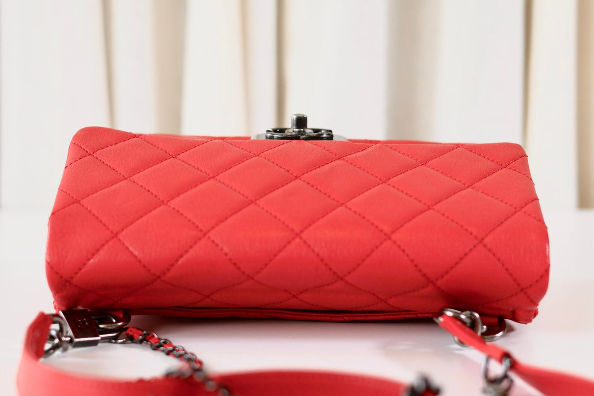 Chanel red single flap bag