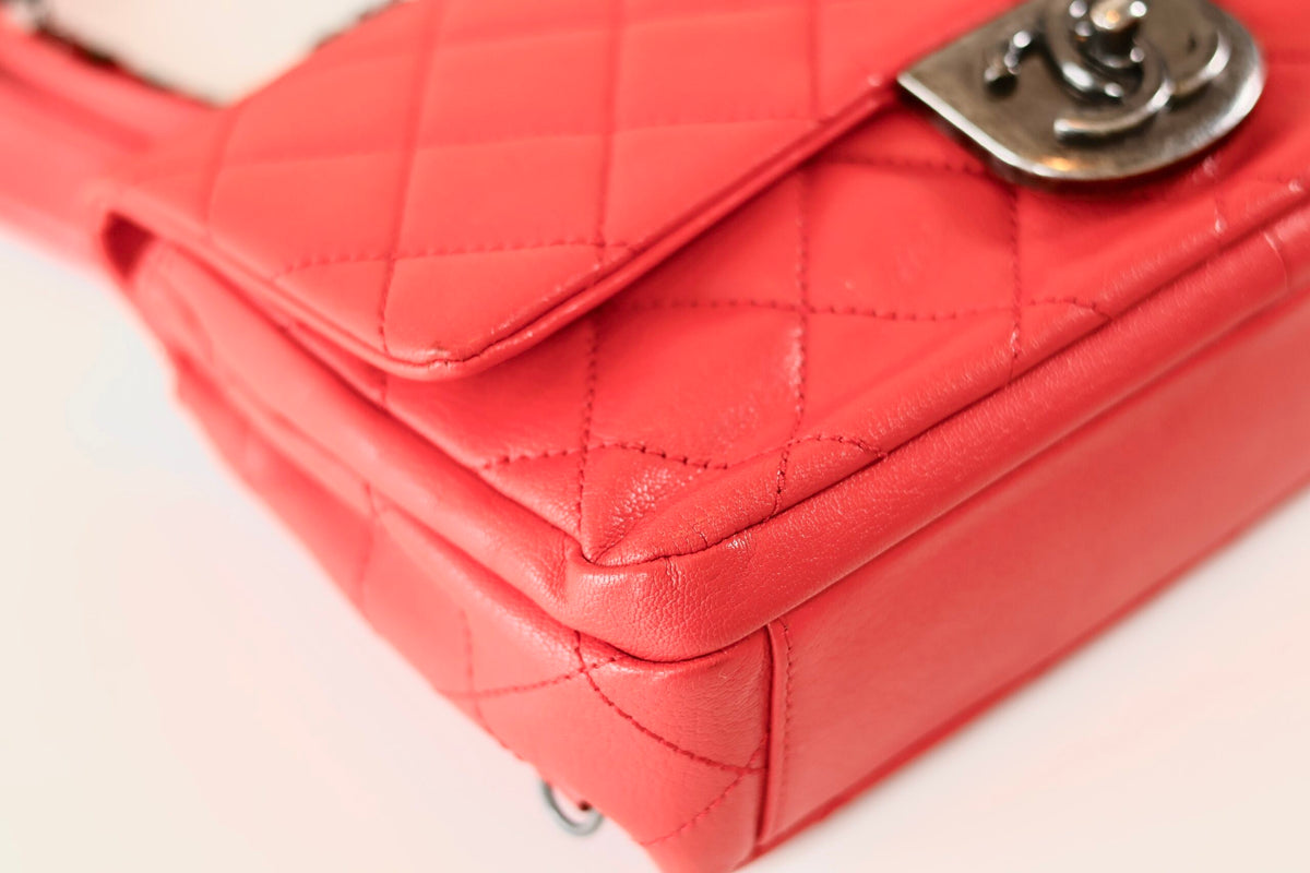 Chanel red single flap bag