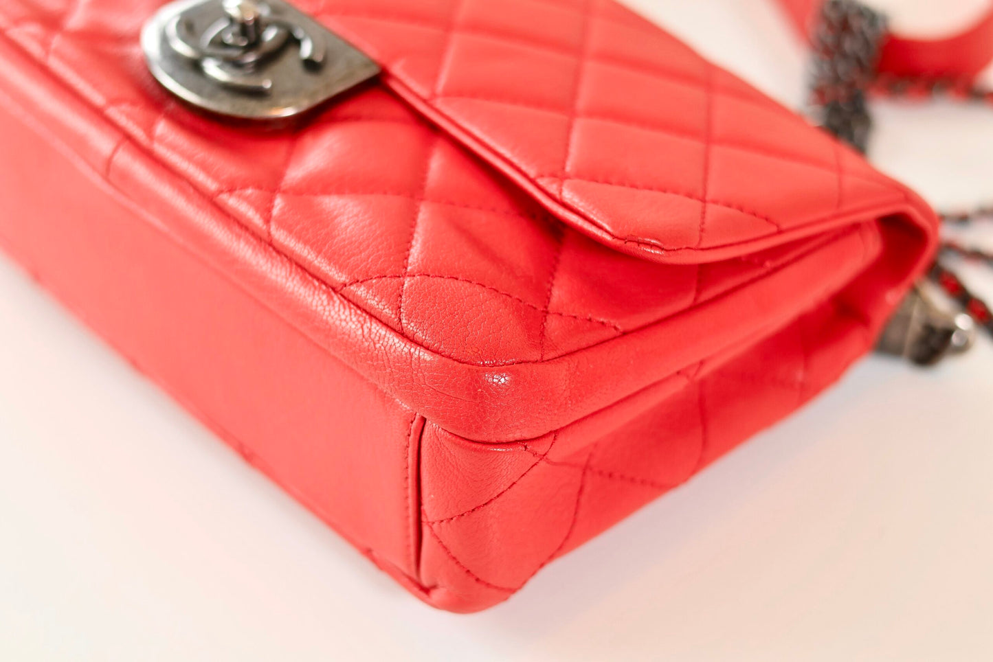 Chanel red single flap bag