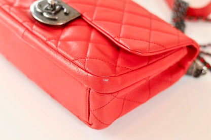 Chanel red single flap bag