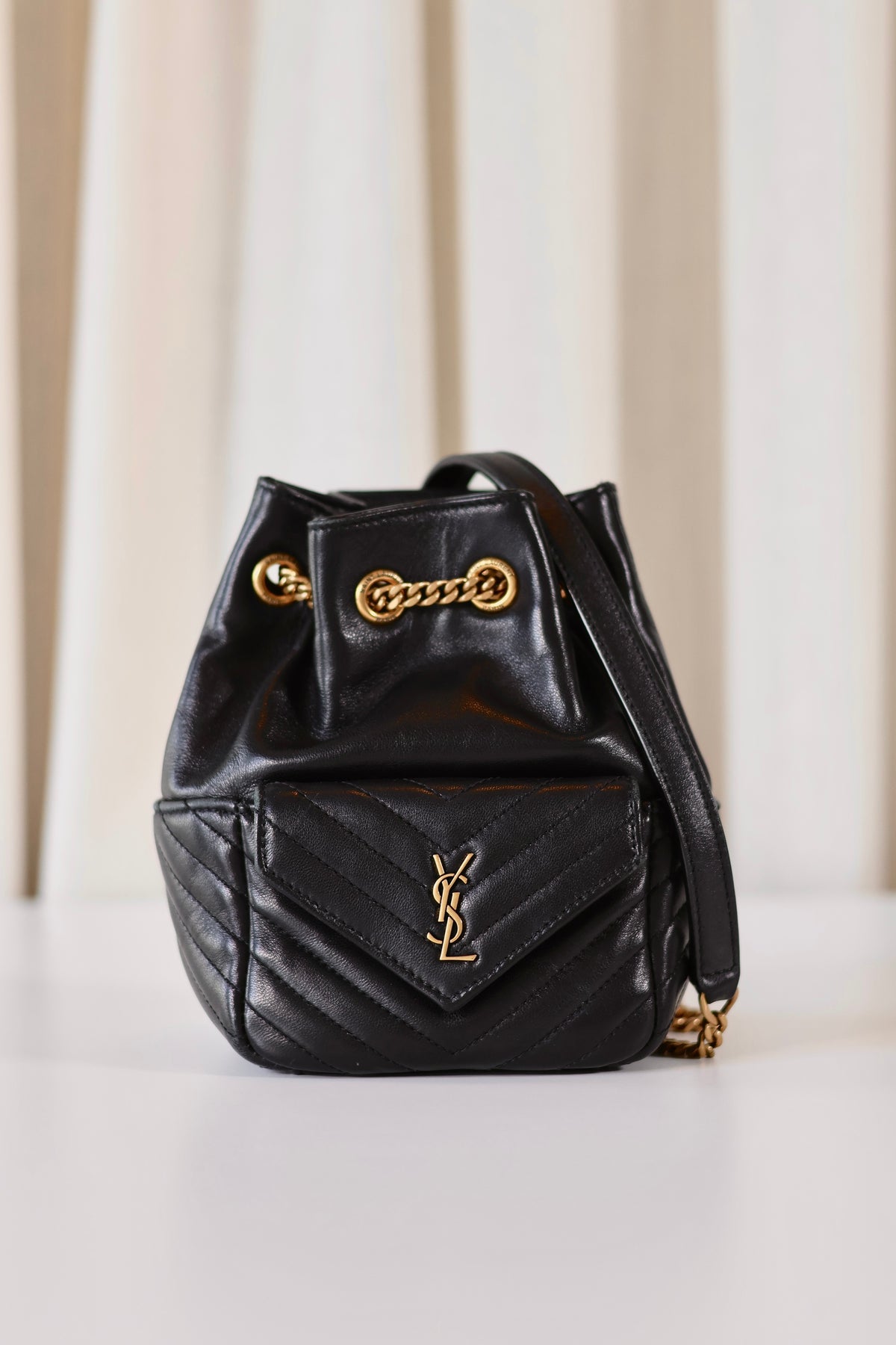 Saint Laurent Mini Leather Bucket Bag