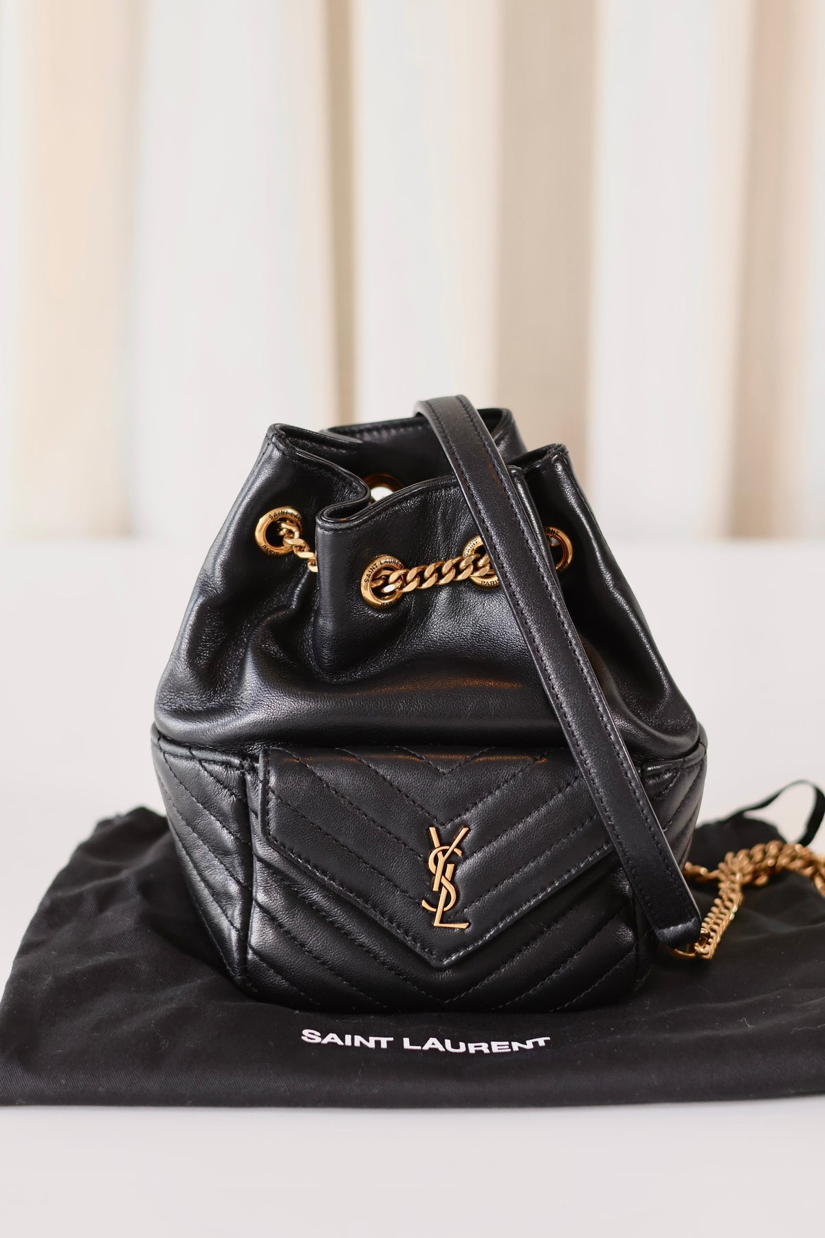 Saint Laurent Mini Leather Bucket Bag
