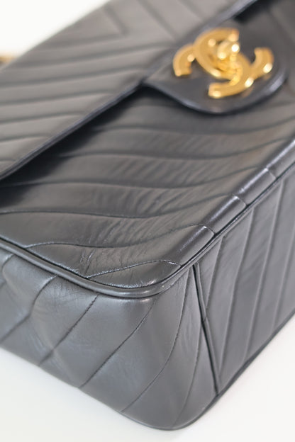 Chanel Chevron Jumbo Maxi Black