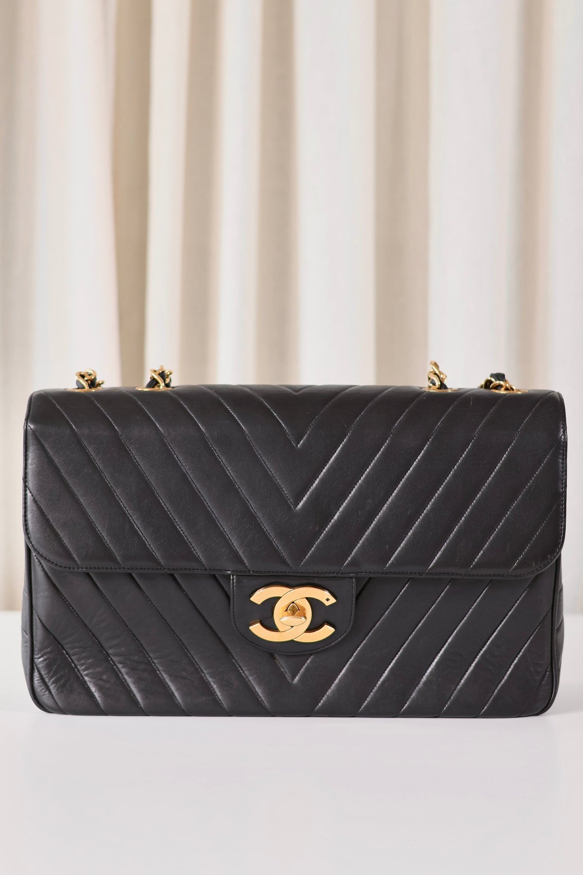 Chanel Chevron Jumbo Maxi Black