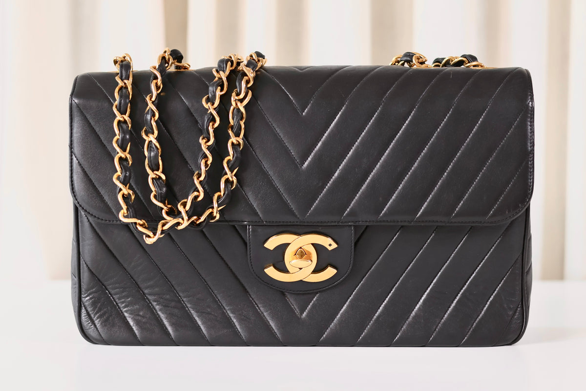 Chanel Chevron Jumbo Maxi Black
