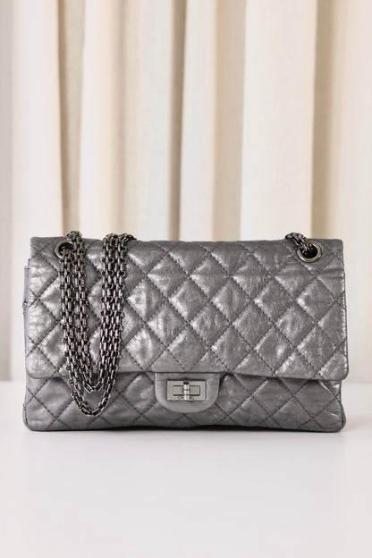 Chanel Reissue medium metallic grey/silver