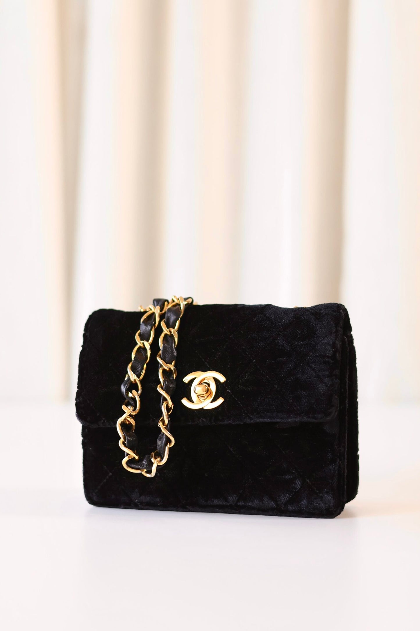 Chanel vintage velvet micro bag