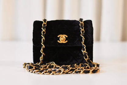 Chanel vintage velvet micro bag
