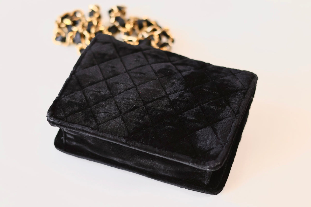 Chanel vintage velvet micro bag
