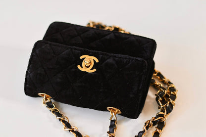 Chanel vintage velvet micro bag