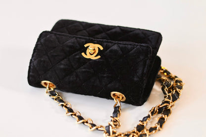 Chanel vintage velvet micro bag