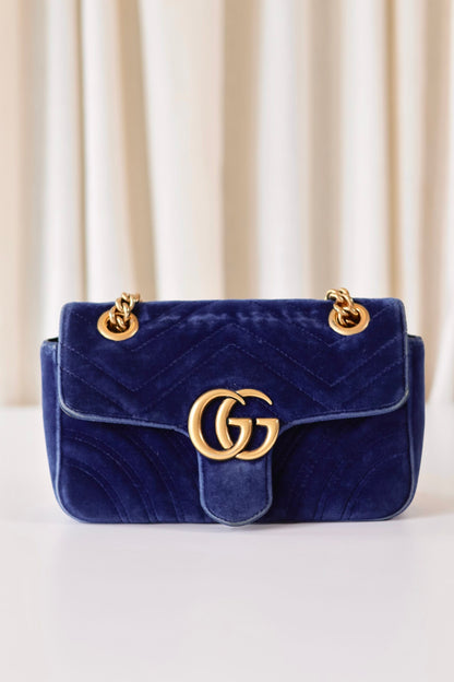 Gucci marmont navy velvet