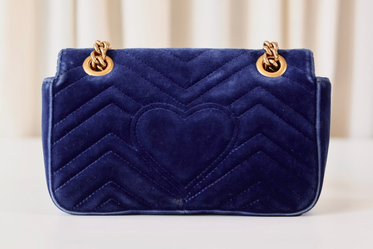 Gucci marmont navy velvet