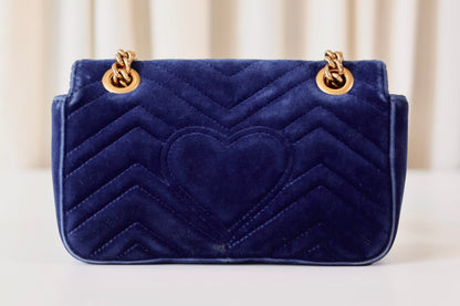 Gucci marmont navy velvet