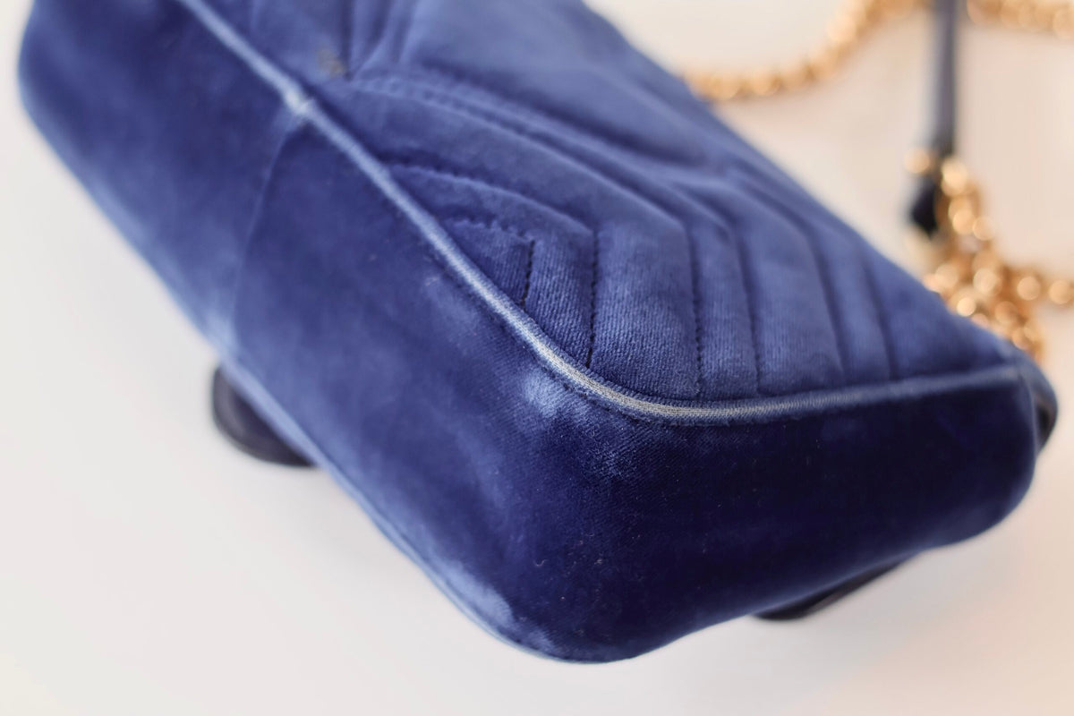 Gucci marmont navy velvet
