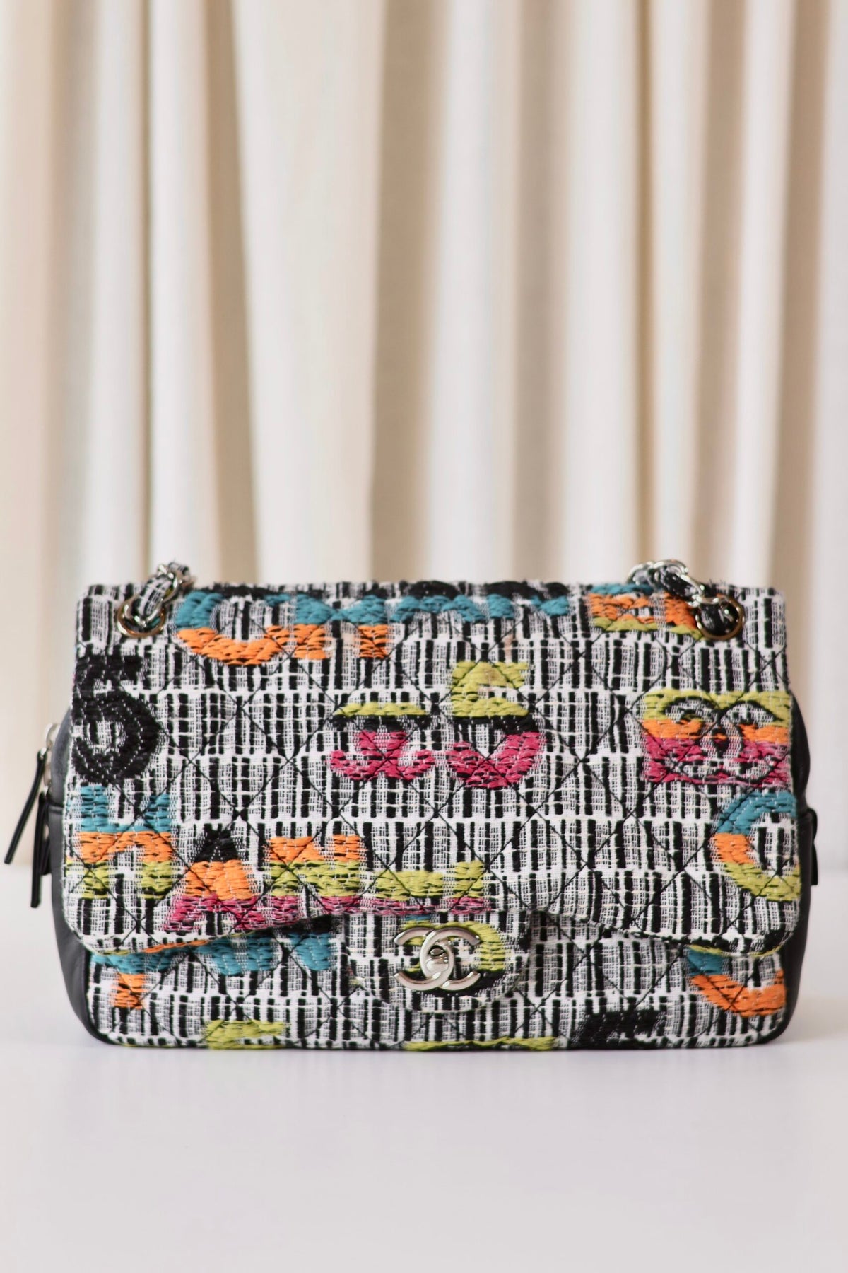 Chanel tweed single flap bag