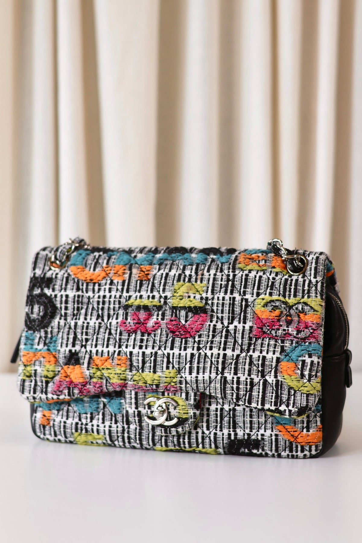 Chanel tweed single flap bag