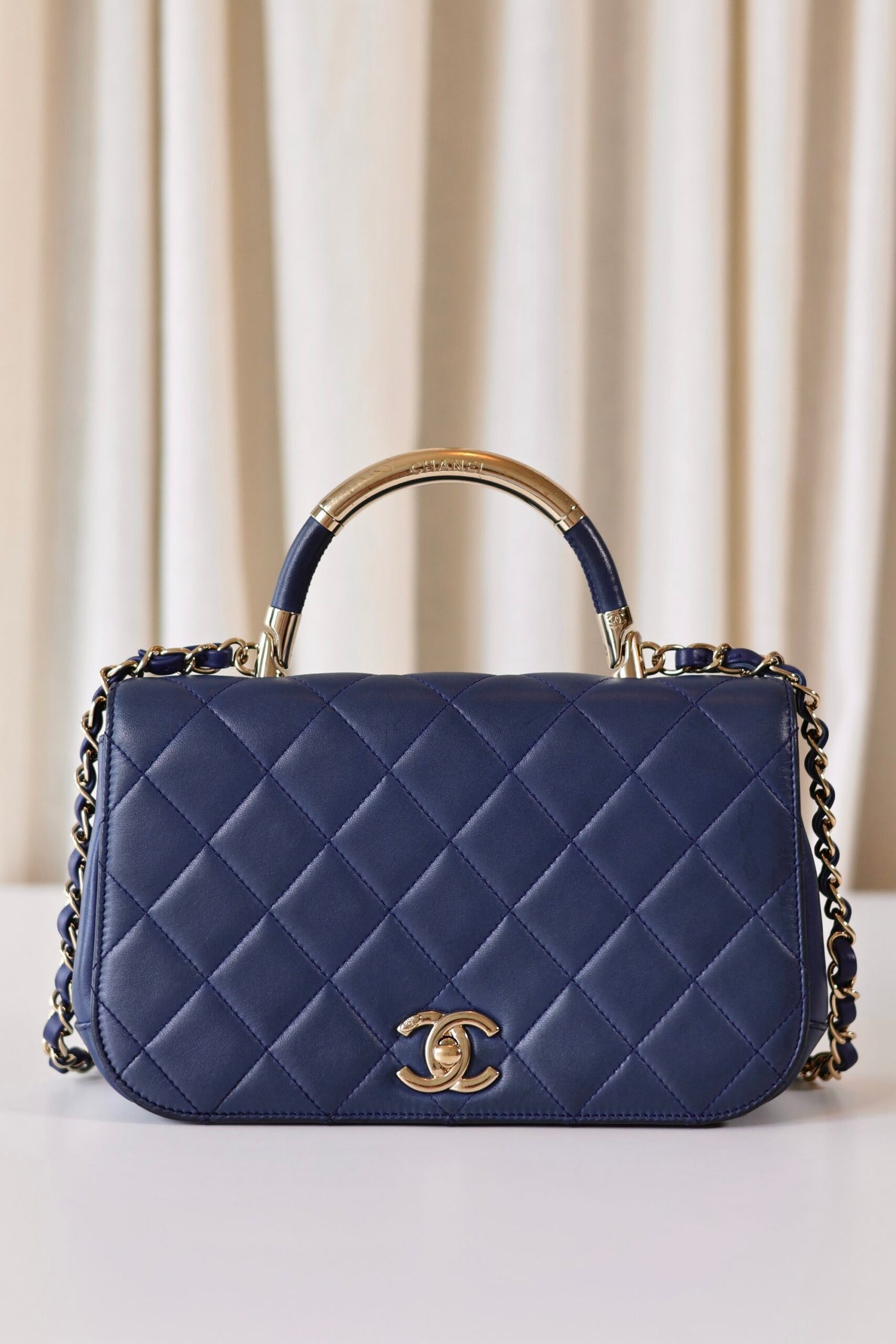 Chanel blue top handle
