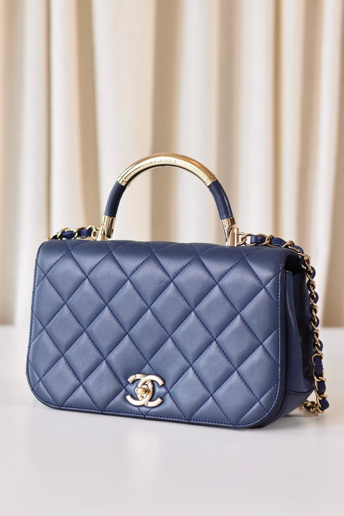 Chanel blue top handle