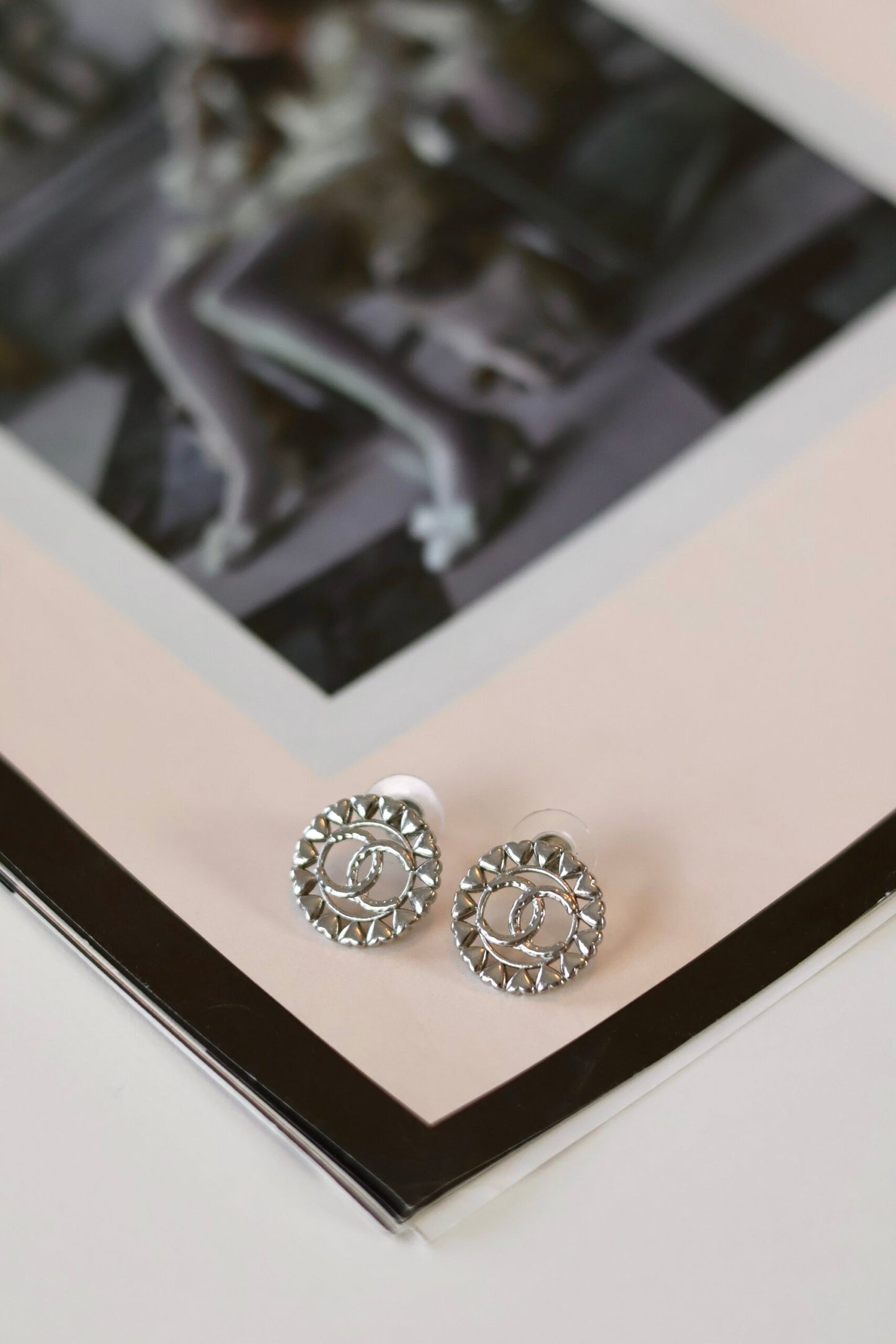 Chanel round heart earrings