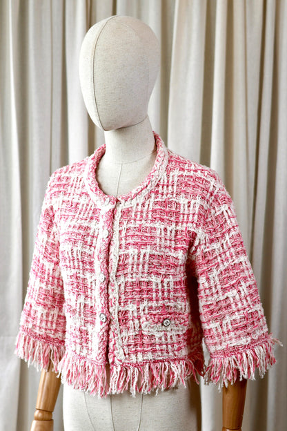 Chanel pink white tweed jacket