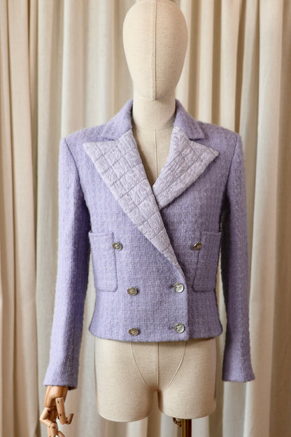 Chanel tweed jacket purple