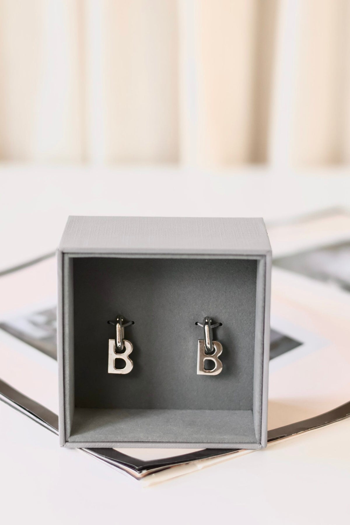 Balenciaga silver B earrings