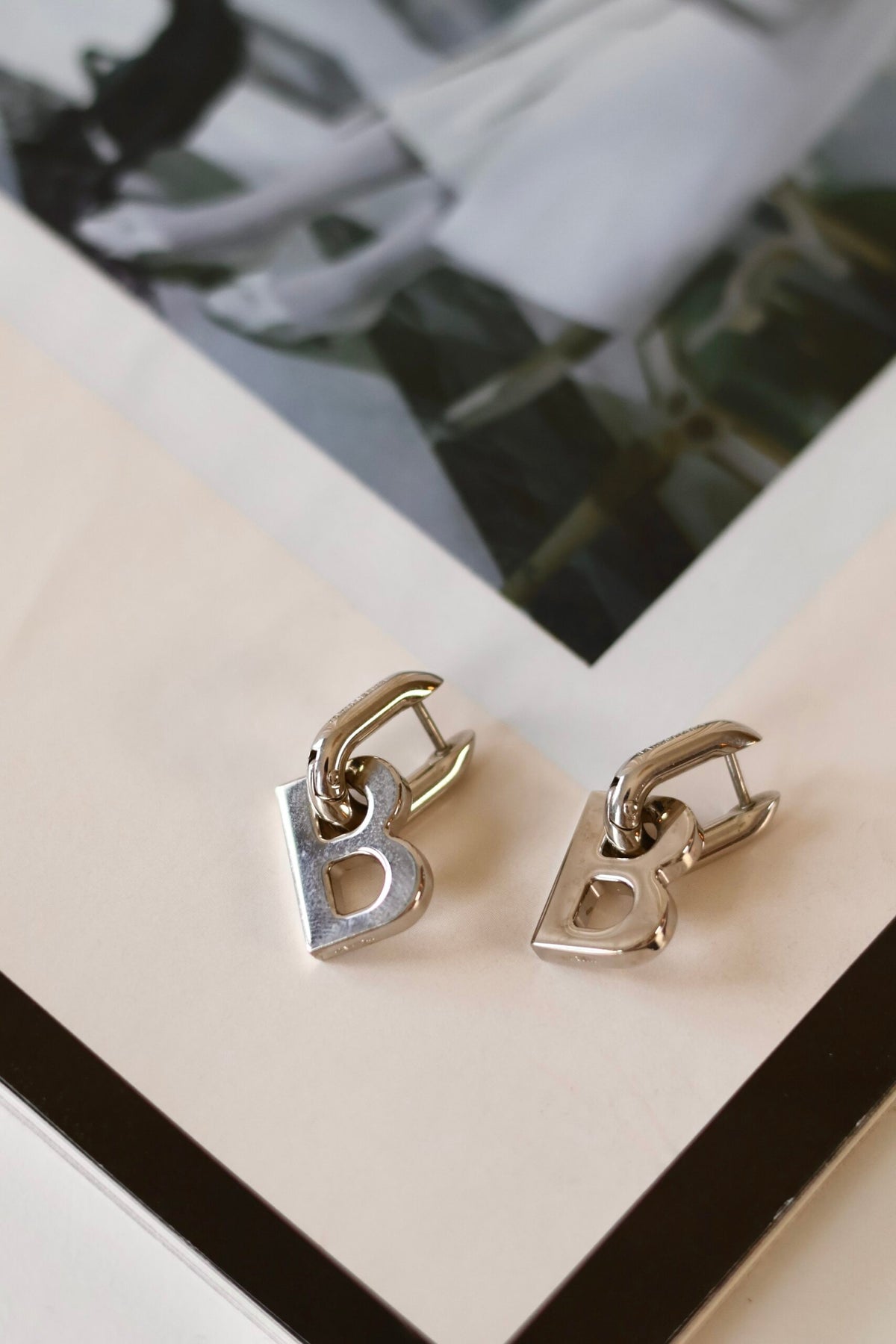Balenciaga silver B earrings