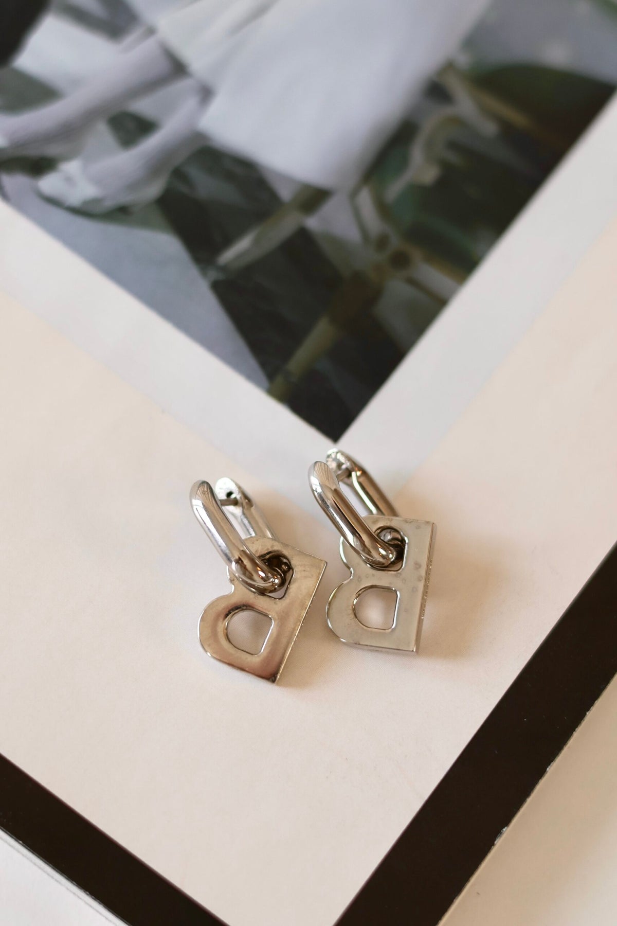 Balenciaga silver B earrings