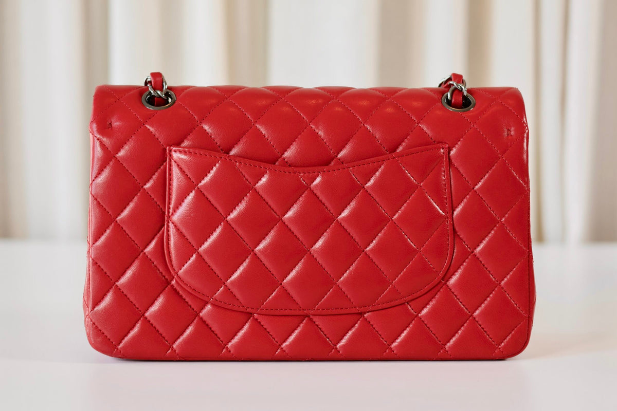 Chanel classic medium double flap bag red