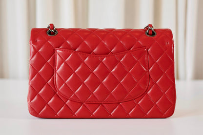 Chanel classic medium double flap bag red