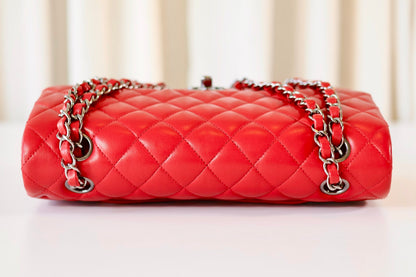 Chanel classic medium double flap bag red