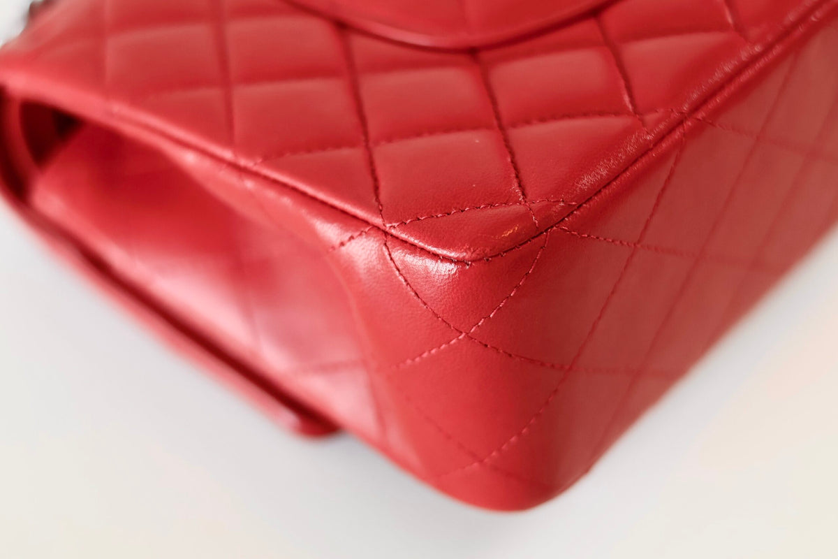 Chanel classic medium double flap bag red
