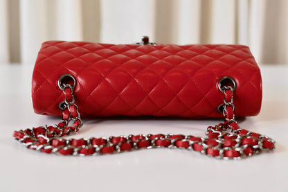 Chanel classic medium double flap bag red