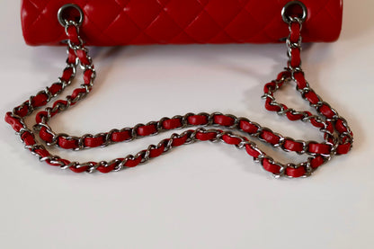 Chanel classic medium double flap bag red