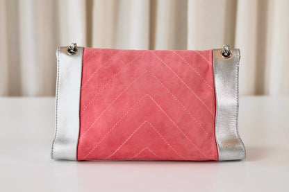 Chanel pink suede single flap bag