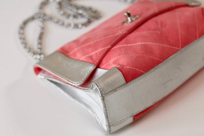 Chanel pink suede single flap bag