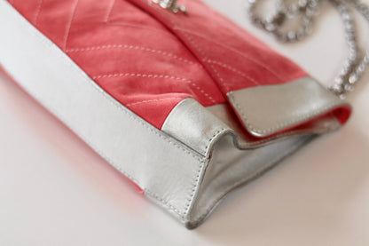 Chanel pink suede single flap bag