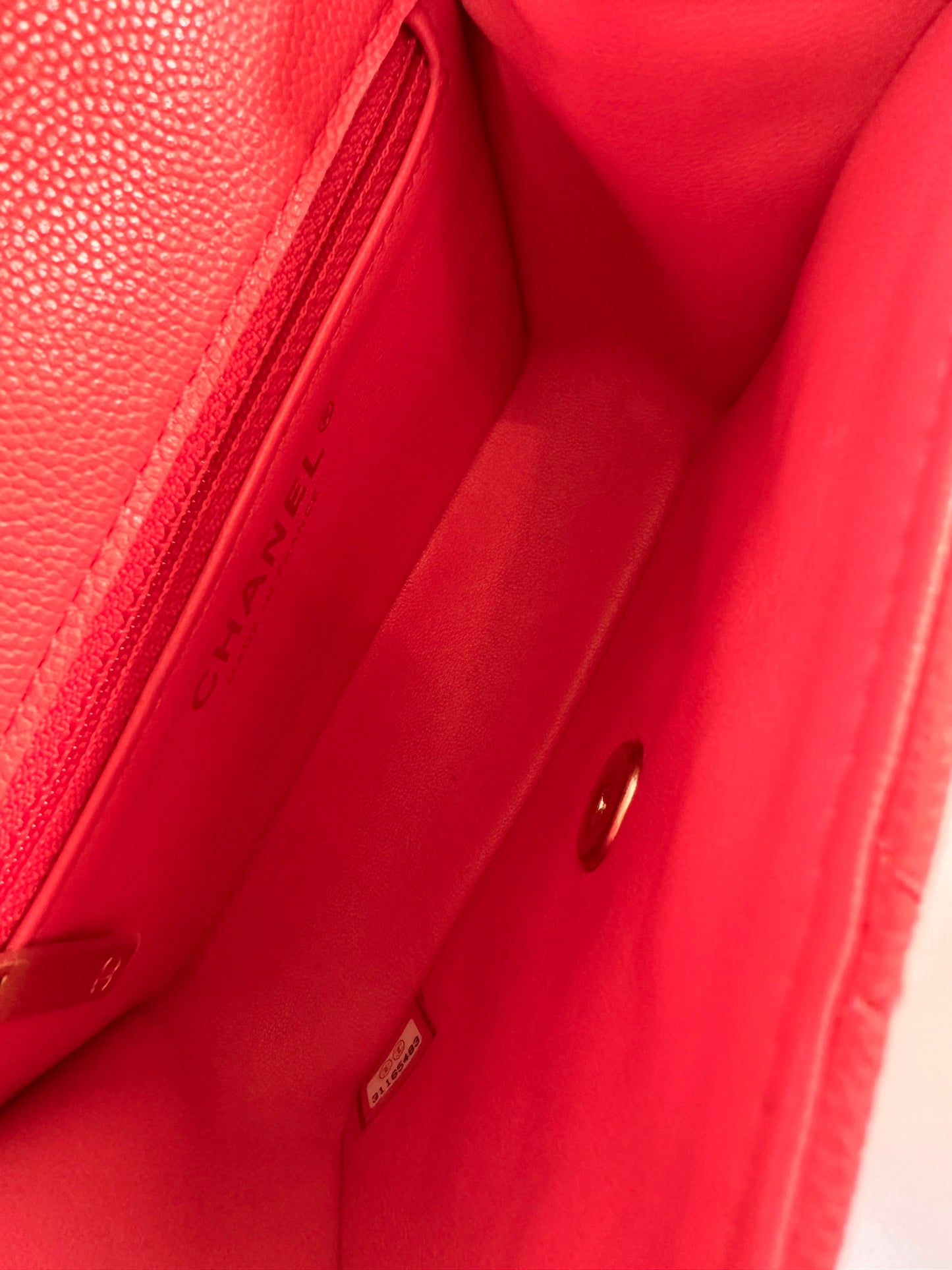 Chanel caviar mini square coral