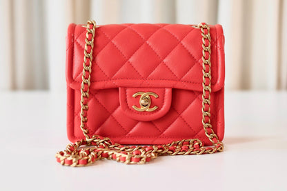 Chanel caviar mini square coral