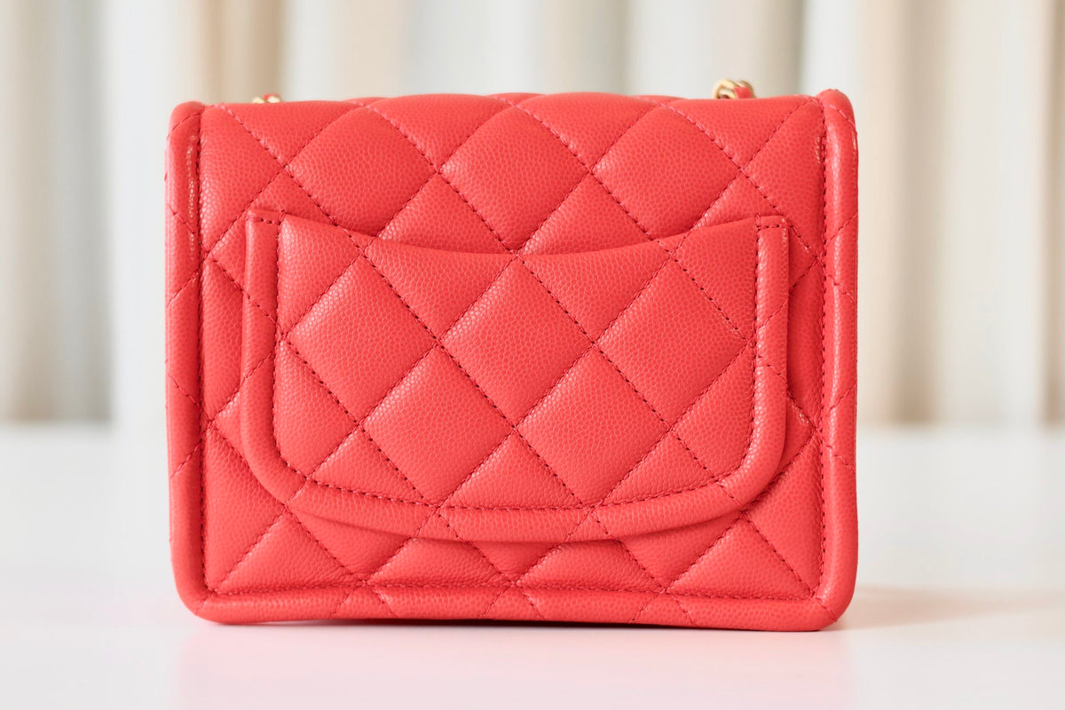 Chanel caviar mini square coral